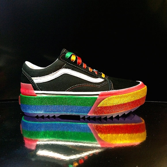 VANS GLITTERED STACKED PLATFORM Women's SIZE 6 - Picture 5 of 10